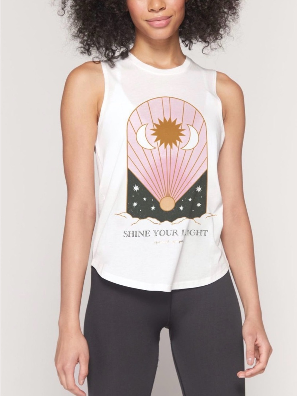 Spiritual Gangster Shine Your Light Sleeveless Tank Top White Small